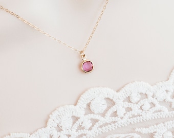 Collar de piedra de nacimiento, collar de piedra de nacimiento de octubre, piedra de nacimiento de Swarovski, encanto de piedra de nacimiento Swarovski relleno de oro, collar personalizado