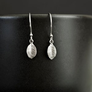 Tiny Leaf Silver Plated Earrings image 1