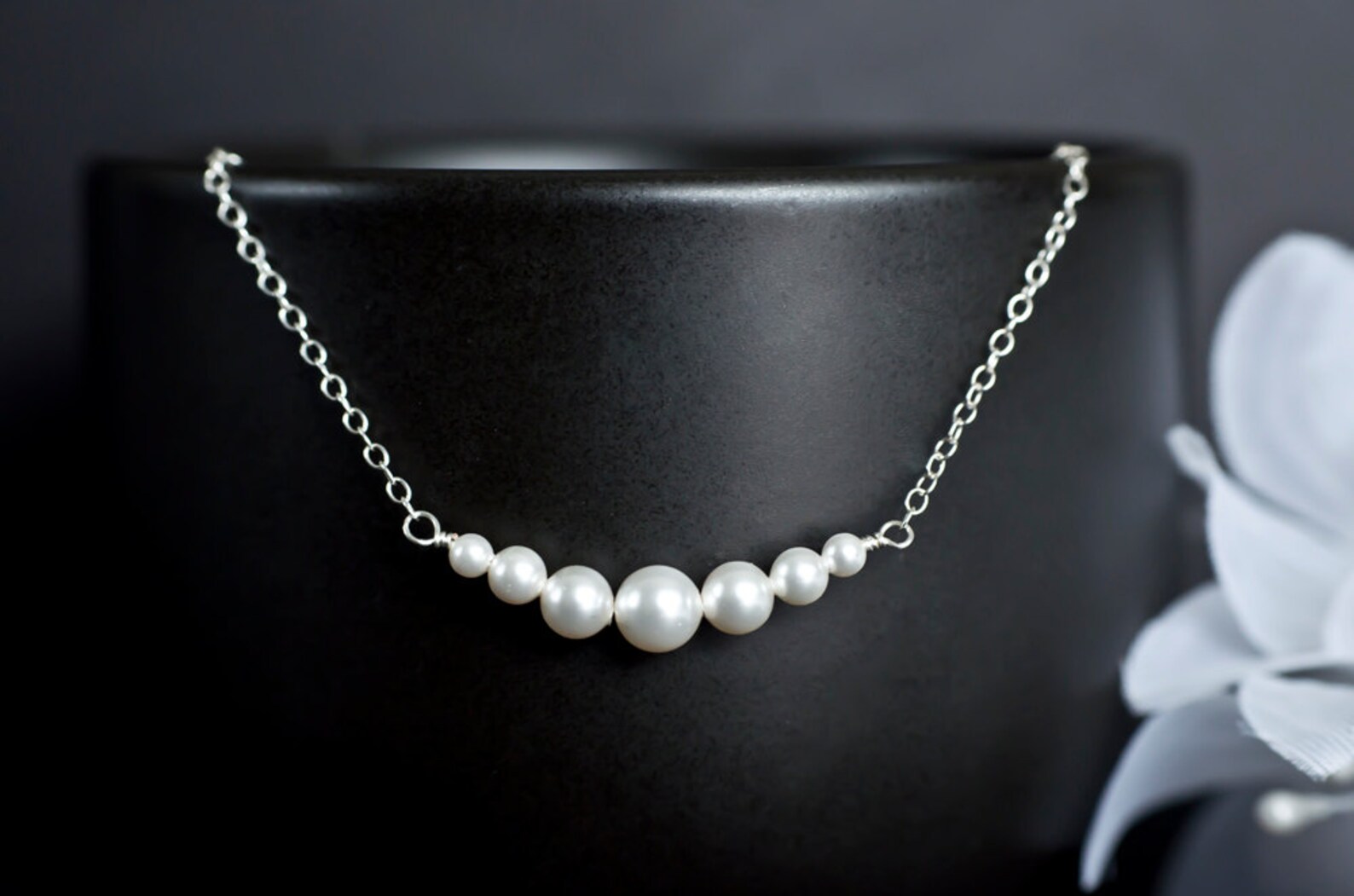 Bridal Pearl Necklace Swarovski Pearls Necklace Sterling Etsy