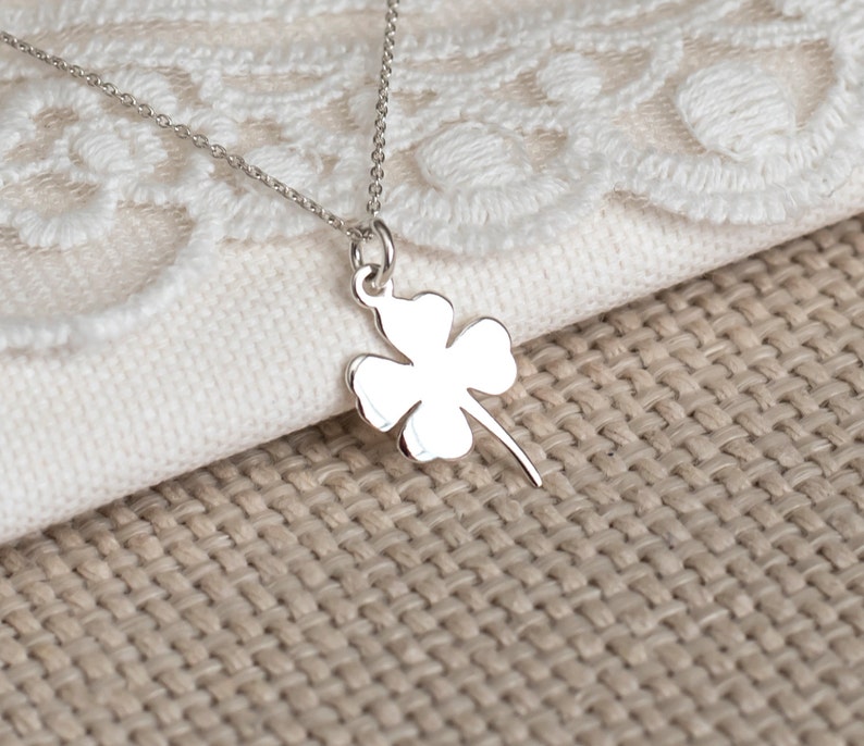 Four Leaf Clover Necklace, Sterling Silver Necklace, Sterling Silver Clover Necklace, Shamrock Necklace, Good Luck Necklace, Christmas Gift image 2