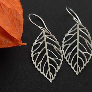 Silver Leaf Earrings image 2