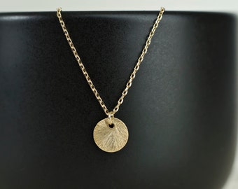 Gold Plated  Brushed Coin Necklace