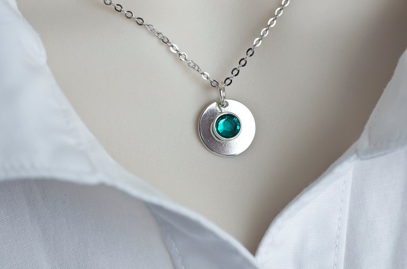 Birthstone Necklace, Sterling Silver Swarovski Birthstone Necklace image 2