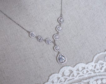 Bridal Necklace, Cubic Zirconia Bridal Necklace, Bridal Jewelry, Wedding Jewelry, Cubic Zirconia Bridal Jewelry,