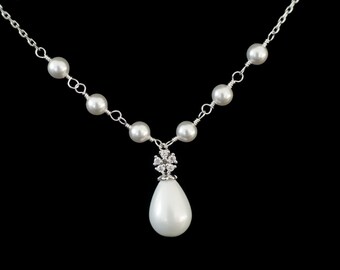 Bridal Necklace, Bridal Pearl Necklace, Wedding Necklace, Wedding Jewelry, Swarovski Pearls Necklace , Bridal, Bridesmaid Jewelry