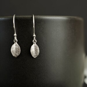 Tiny Leaf Silver Plated Earrings image 3