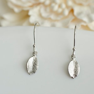 Tiny Leaf Silver Plated Earrings image 2