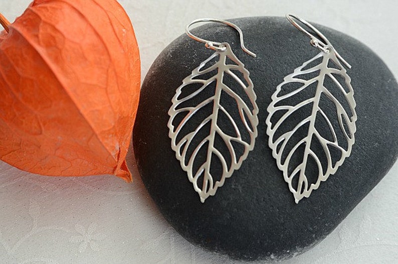 Silver Leaf Earrings image 3