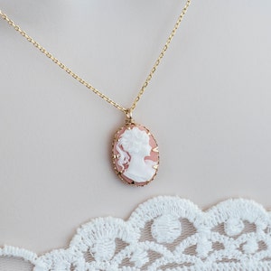 Cameo Necklace, Bridal Vintage Style Cameo Necklace, Resin Cameo Necklace, Bridal Necklace, Vintage Wedding Necklace, Shabby Chic Jewelry image 2