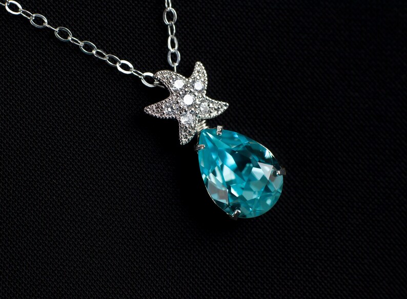 Sterling Silver Large Starfish Necklace with Cubic Zirconias main image 0