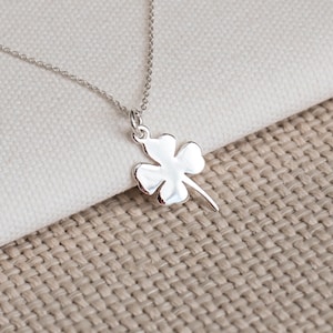 Four Leaf Clover Necklace, Sterling Silver Necklace, Sterling Silver Clover Necklace, Shamrock Necklace, Good Luck Necklace, Christmas Gift image 1