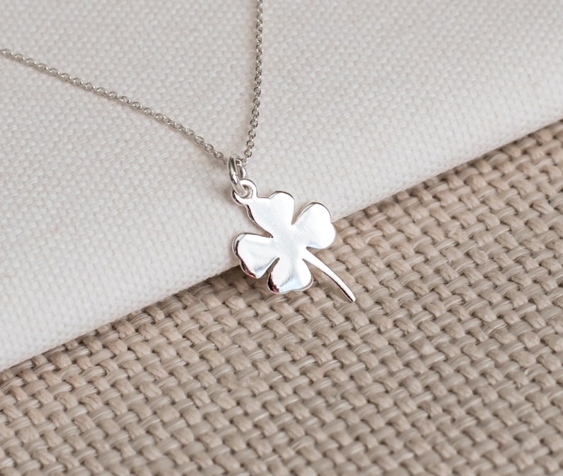 Four Leaf Clover Necklace, Sterling Silver Necklace, Sterling Silver Clover Necklace, Shamrock Necklace, Good Luck Necklace, Christmas Gift image 1