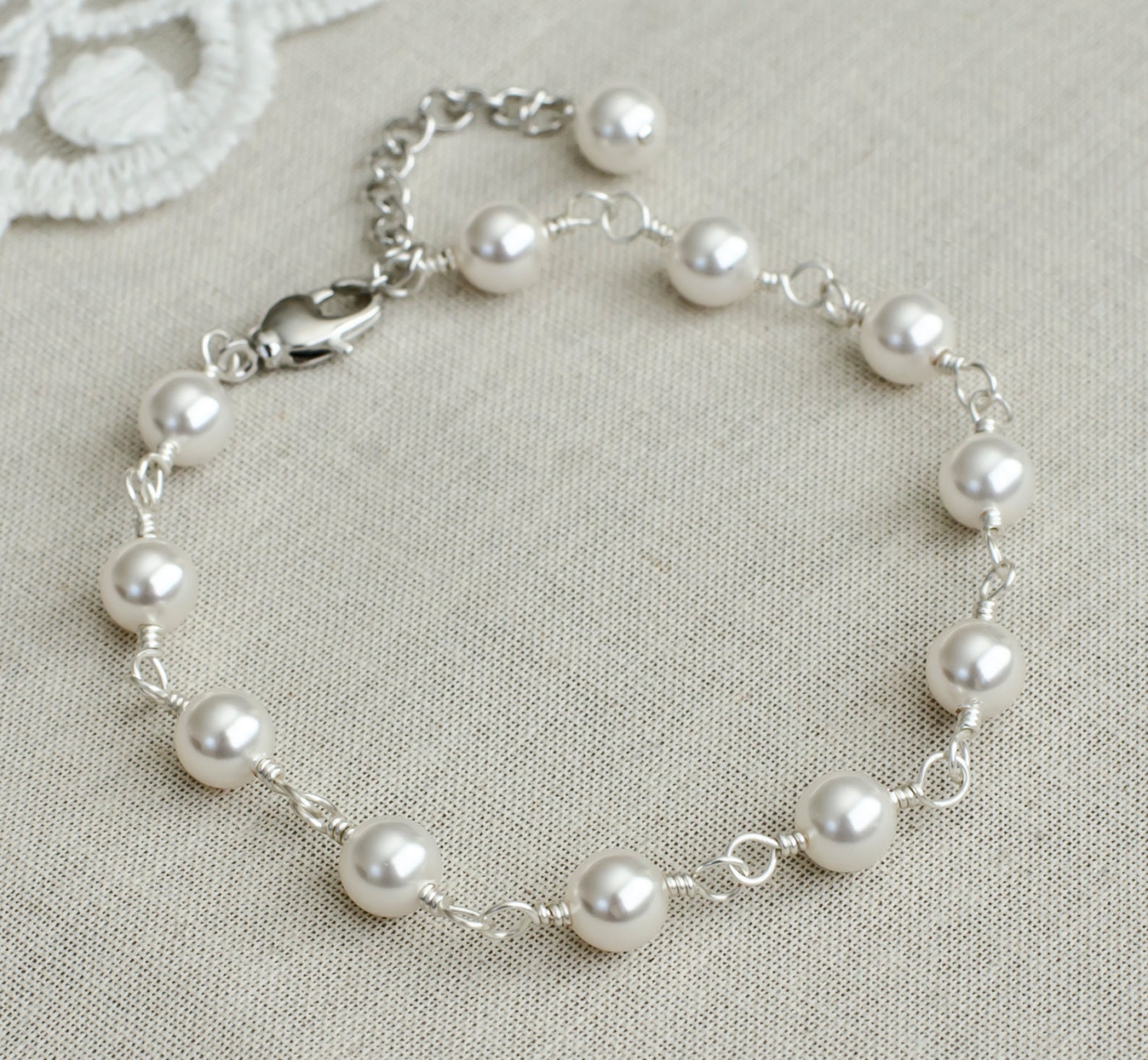 Bridal Pearl Bracelet Bridal Bracelet Classic Bridal Pearl Etsy