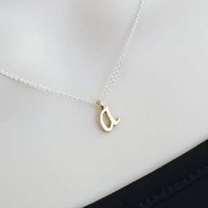 Initial Necklace, Sterling Silver Initial Necklace, Gold Script Initial Necklace, Alphabet Initial Charm Necklace, Petite Modern Necklace image 2