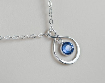 Infinity Birthstone Necklace - Swarovski Birthstone Necklace - Sterling Silver Swarovski Birthstone Necklace - Personalized Gift