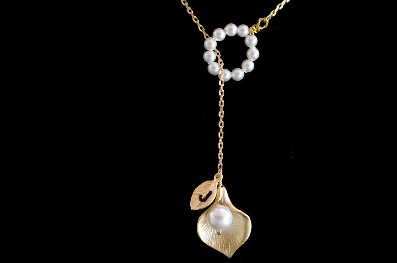 Gold Plated Initial Necklaces Lariat Necklace Gold Plated Etsy