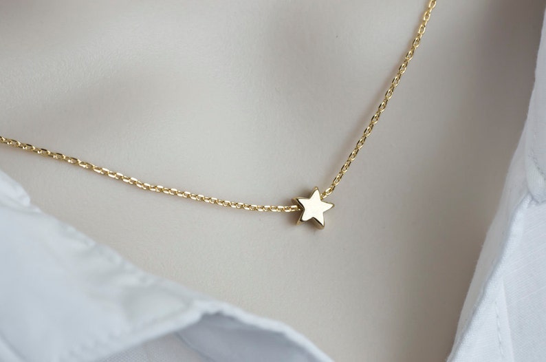 Tiny Gold Plated Star on Gold Plated Chain Modern Minimalist Necklace Gold Plated Star Necklace Tiny Star Necklace
