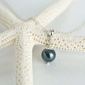 Bridesmaids Tahitian Swarovski Pearls Earrings in Sterling Silver, Peacock Teal Blue Pearl Earrings image 3