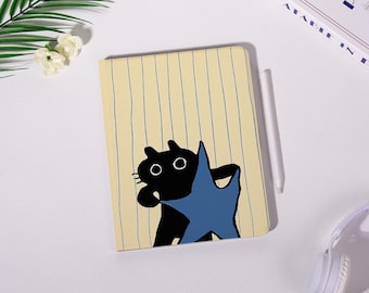 Gestreifte schwarze Katze iPad Hülle,neue iPad pro 2025-11 "/13" Hülle,iPad Air 7/6/5th,iPad Mini 7/6/5th Cover,iPad Pro 2024/2022/2020, Sonderanfertigung, Geschenk