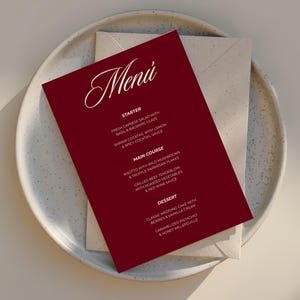 Modern Minimal Wedding Menu | Editable Canva Template | Elegant Dinner Menu Card | Printable Table Menu for Reception | Instant Download