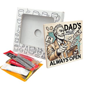 Paquete de regalo de posavasos "Papá siempre abierto" para el Día del Padre