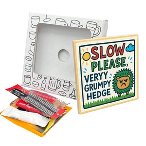 SLOW PLEASE, VERYY grumpy hedge coaster gift pack