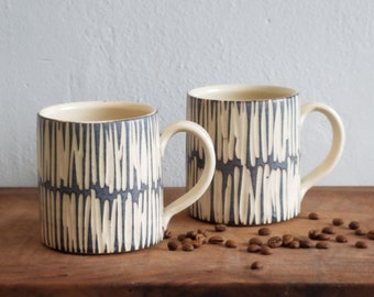 Stoneware mug, Aspen theme, Sgraffito Mug