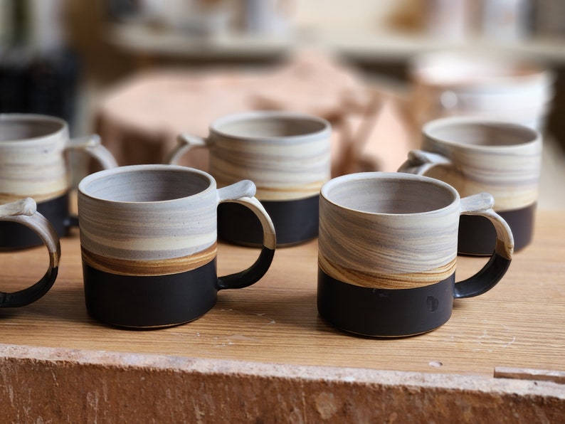 Marble Mug with Satin white glaze interior and matte black exterior image 9