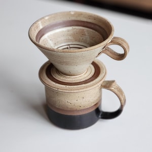 Handmade Ceramic Coffee Pour Over Set: Modern Stoneware Mug
