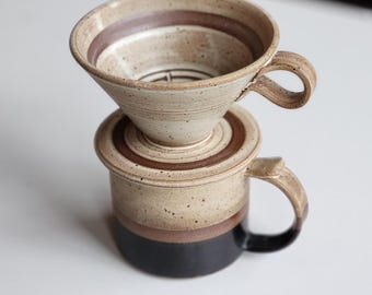 Handmade Ceramic Coffee Pour Over Set: Modern Stoneware Mug