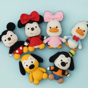 Ensemble de modèles de crochet amigurumi Mickey et ses amis | Modèle PDF de personnages 6 en 1 | Tutoriel de crochet pour mini-peluches