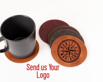 Personalized Leather Coaster Company Logo Bulk Gift, Custom Logo Engraved Coaster Corporate Gift, Corporate Bulk Gift for Employees