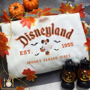 Mouse Cartoon Matching Halloween Sweatshirt, Couple Mouse Cartoon Ghost Embroidered Shirt, Magical Land Halloween Sweatshirt