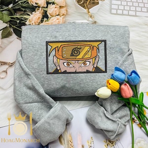 Cartoon Anime Character Embroidery, Stylish Anime Embroidered Clothing, Manga Sweatshirt