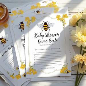 Bee Baby Shower Games Bundle Printable – honey bee Baby Shower Activities – Honeycomb Bee Themed Baby Shower Game pack –Instant Download PDF