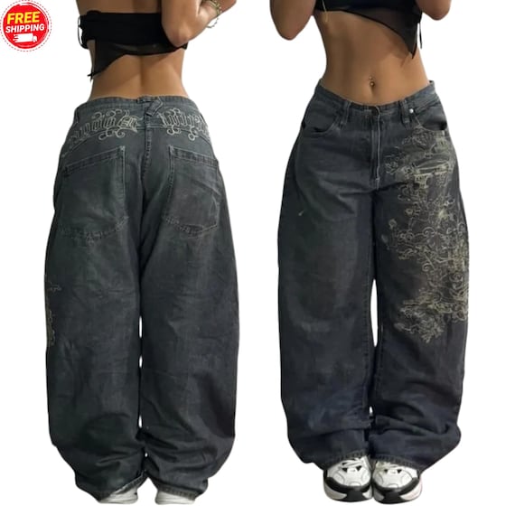 Y2K Baggy Wide Leg Jeans: Vintage Streetwear Style - Etsy