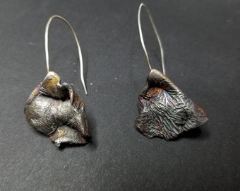 Reticulated silver earrings
