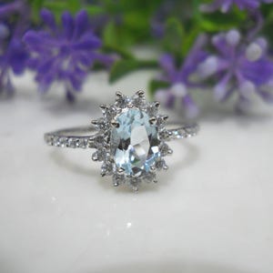 Aquamarine Ring in 925 Sterling Silver | Natural Blue Gemstone | March Birthstone Jewelry | Dainty Handmade Ring Gift for Her