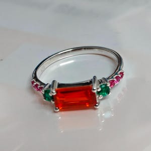 Garnet ring, baguette cut, solitaire engagement ring, January birthstone ring, Anniversary Ring, Birthstone Ring, Gift for her Ring