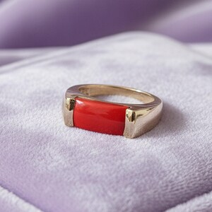 Boho Coral Ring: 925 Sterling Silver, Handmade Statement Jewelry