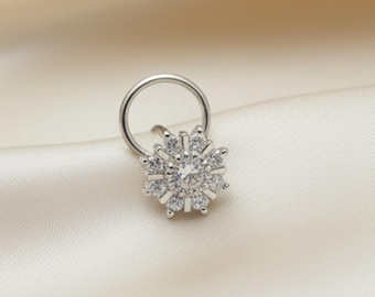 Moissanite Diamant Pin - 925 Sterling Silber - Zierlicher funkelnder Ohrstecker für den Alltag