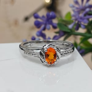 Padparadscha Sapphire Ring in 925 Sterling Silver | Rare Peach-Pink Gemstone Ring | Unique Engagement Ring | Handmade Gift for Her