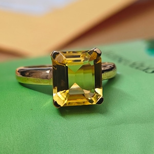 Yellow Sapphire Ring in 925 Sterling Silver | Yellow Gemstone Ring | September Birthstone Jewelry | Handmade Gift for Her