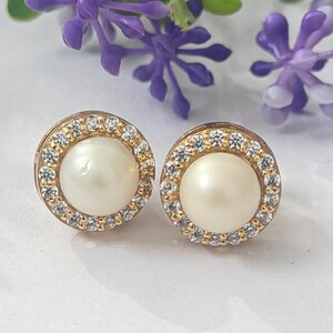Natural Pearl Earrings 925 Sterling Silver | Dainty Freshwater Pearl Studs | Classic White Pearl Jewelry | Gift for Her