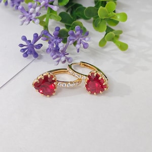 Red Ruby Earrings 925 Sterling Silver |Gemstone Studs for Women | July Birthstone Jewelry