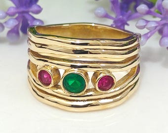 Emerald Ring: 925 Sterling Silver, Natural May Birthstone