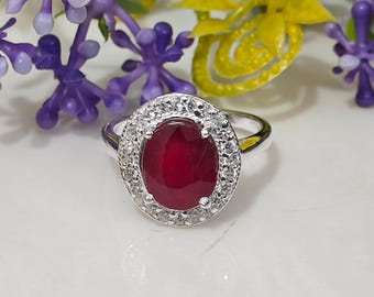 Natural Ruby Ring in 925 Sterling Silver | July Birthstone Ring | Genuine Red Gemstone Jewelry | Handmade Gift for Her