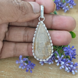 Natural Coral Pendant 925 Sterling Silver | Red Coral Gemstone Pendant | Handmade Healing Jewelry Gift