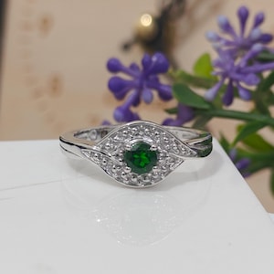 Emerald Ring in 925 Sterling Silver | Natural Green Gemstone Ring | May Birthstone Jewelry | Handmade Gift for Her