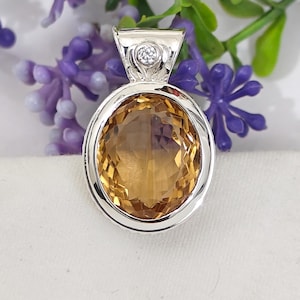 Natural Yellow Sapphire Pendant 925 Sterling Silver | Pukhraj Gemstone Necklace | Healing Crystal Jewelry Gift